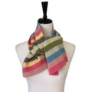 100% Lambswool Pastel Striped Knit Scarf Soft Winter Accessory